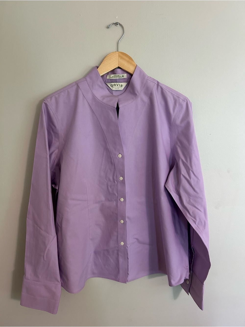 Orvis Woman’s Lavender Mandarin-Collar Dress Shirt